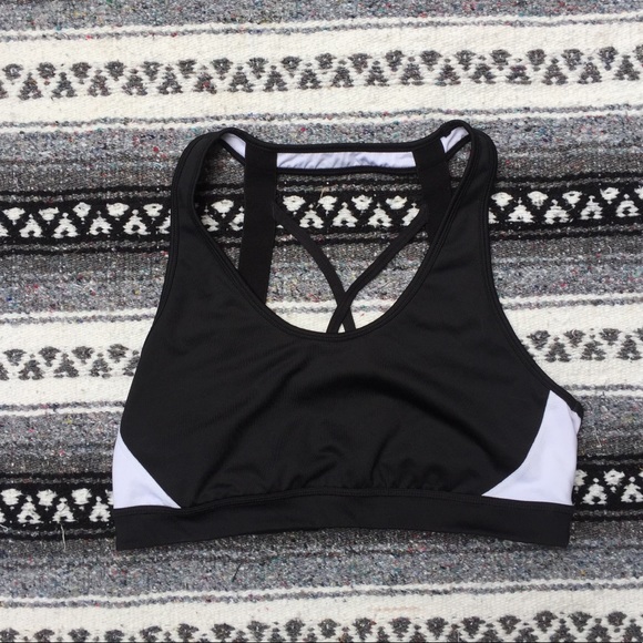Zella Black & White Crisscross Sports Bra L - Picture 1 of 4
